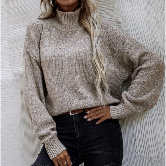 MOCK NECK OATMEAL SWEATER - Picture 2 of 7